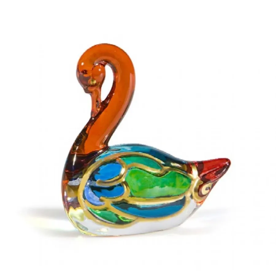 obrazek 1 Kolorowa figurka łabędzia ze szkła murano