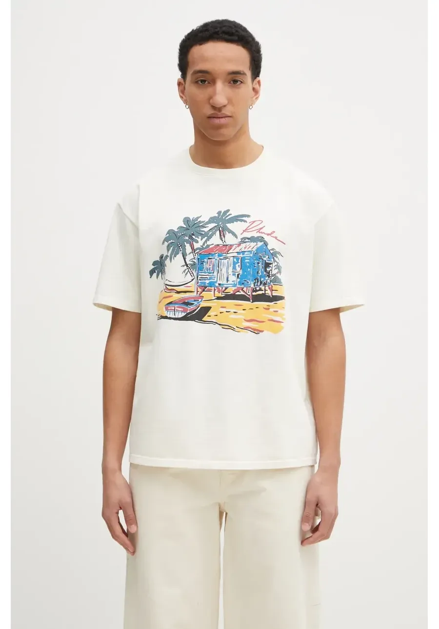obrazek 1 RHUDE t-shirt bawełniany Beach-Side męski kolor beżowy z nadrukiem RHPS25TT11012