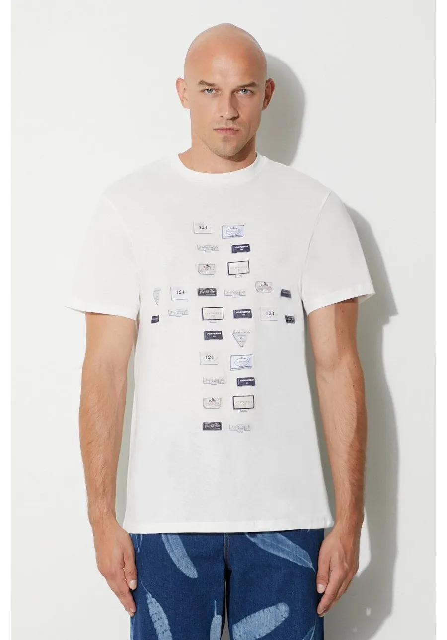 obrazek 1 424 t-shirt bawełniany kolor biały z nadrukiem 35424M01.236532