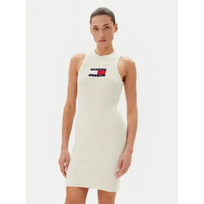 Zdjęcie Tommy Jeans Sukienka dzianinowa DW0DW20877 Écru Slim Fit