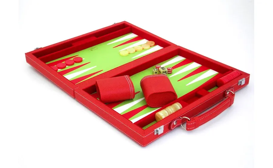 obrazek 1 Gra backgammon czerwono-zielona cm 37x24