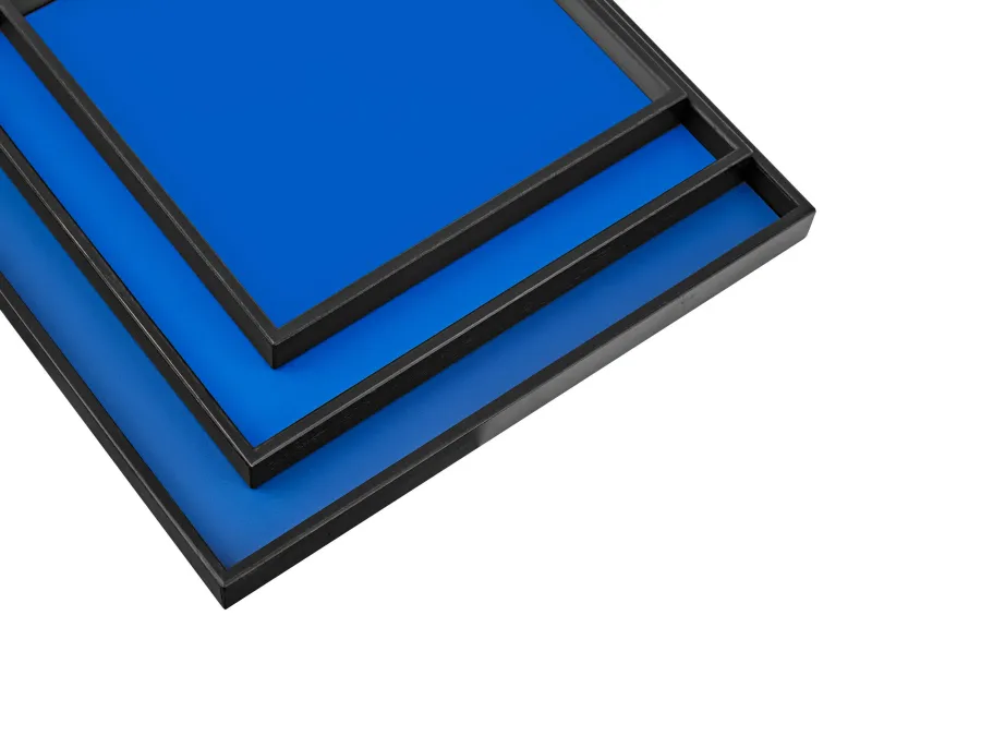 obrazek 3 Taca Mondo 30x30xH3 cm wykonana ze skóry w kolorze błękitu Majorelle