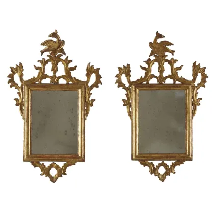 Picture A chic antique pair of gold mirrors from the 19th century