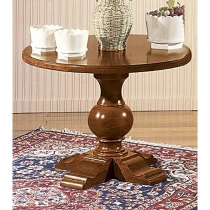 Picture Classic, round coffee table with a central leg made of solid wood - Zanini