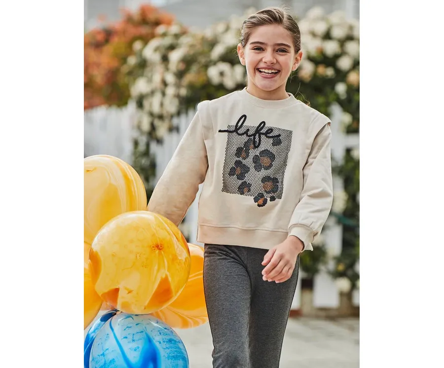 obrazek 1 Mayoral Komplet bluza i legginsy 7755 Beżowy Regular Fit