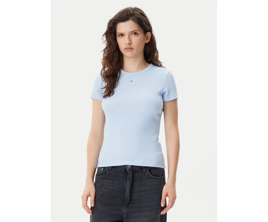 obrazek 1 Tommy Jeans T-Shirt Essential DW0DW17383 Błękitny Slim Fit