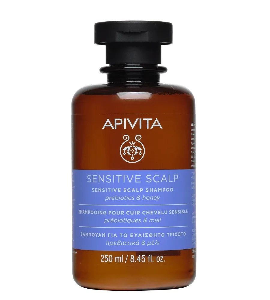 obrazek 1 Apivita Sensitive Delikatnie Oczyszczający szampon do wrażliwej skóry Głowy 250 ml