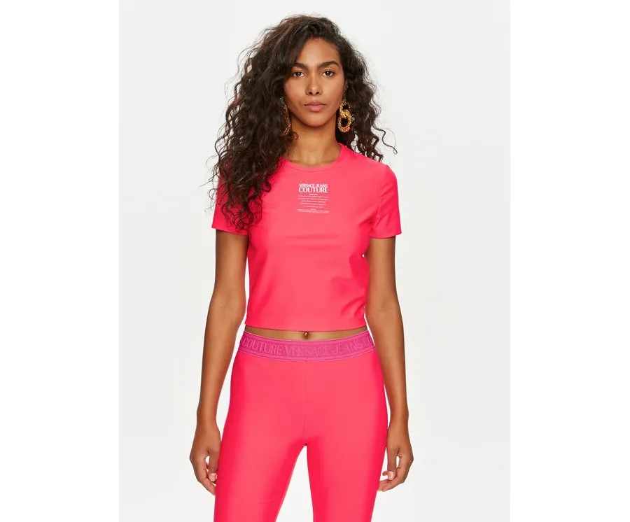 obrazek 1 Versace Jeans Couture T-Shirt 76HAH602 Różowy Slim Fit