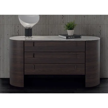 Zdjęcie Piękna komoda Charlie z 3 szufladami - dąb i marmurowy blat