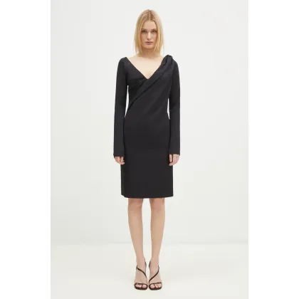 Zdjęcie JW Anderson sukienka Shoulder Drape V-Neck Dress kolor czarny mini dopasowana DR0446.PG1573.999
