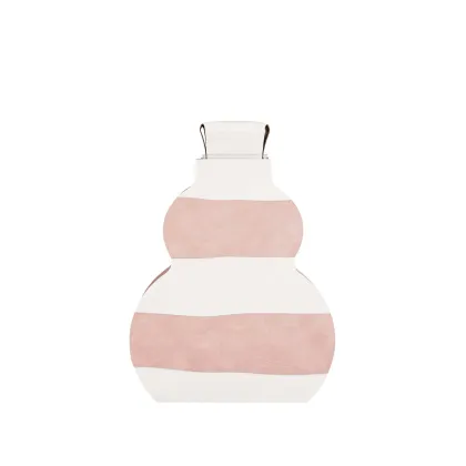 Zdjęcie Skórzany wazon Otto 9x33xH45 cm w poziome pasy w kolorze perłowym i pudrowego różu