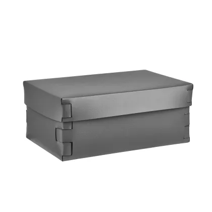 Zdjęcie Stylowe szare skórzane pudełko Snob 32x20xH13,5 cm