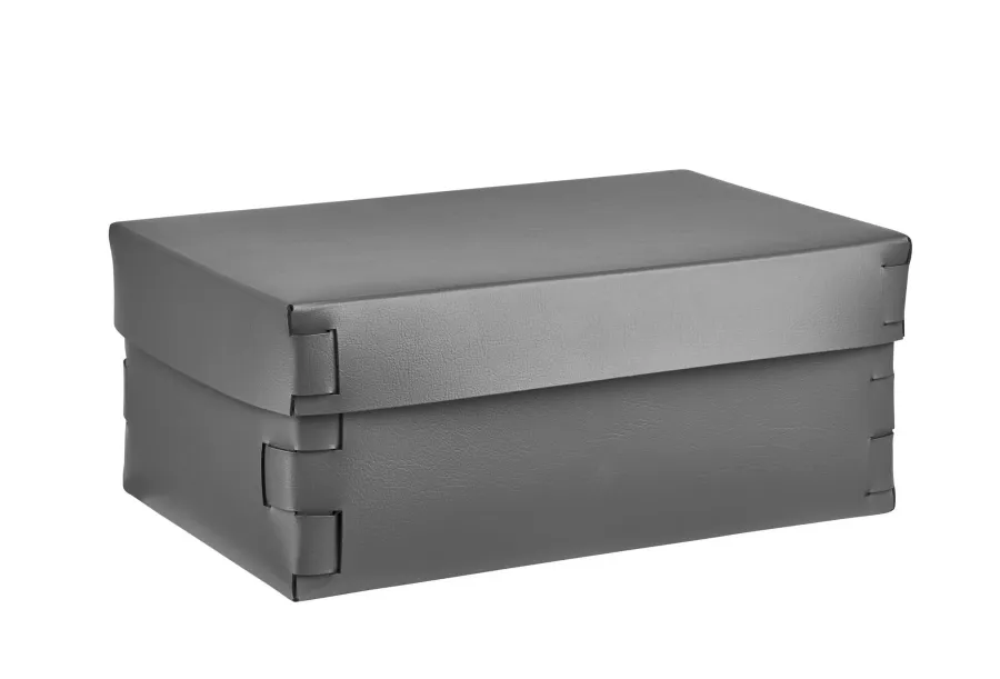 obrazek 1 Stylowe szare skórzane pudełko Snob 32x20xH13,5 cm