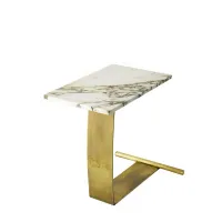 Zdjęcie Prostokątny stolik kawowy ze szczotkowanego metalu H.62xL.50xP.60 cm