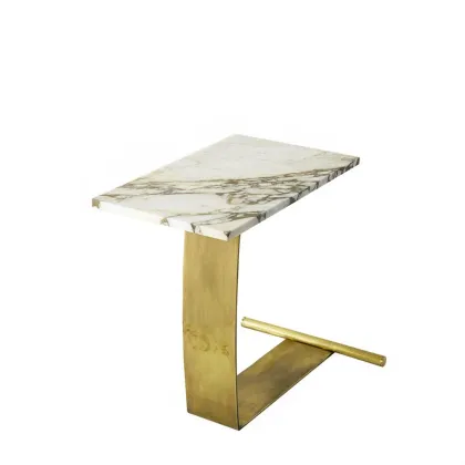 Zdjęcie Prostokątny stolik kawowy ze szczotkowanego metalu H.62xL.50xP.60 cm