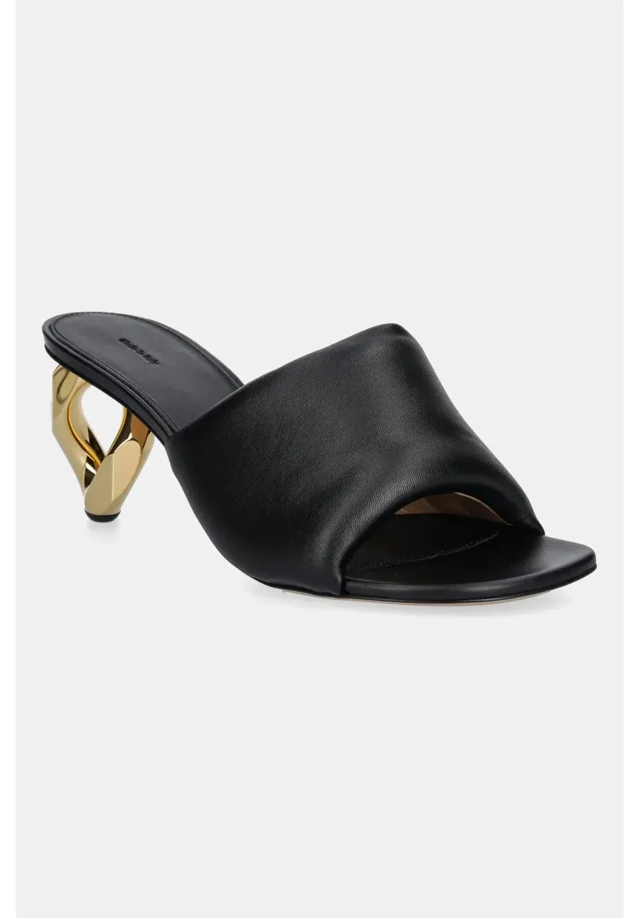 obrazek 1 JW Anderson klapki skórzane Chain Heel Open Mule damskie kolor brązowy na słupku SN0076.LA0161.999