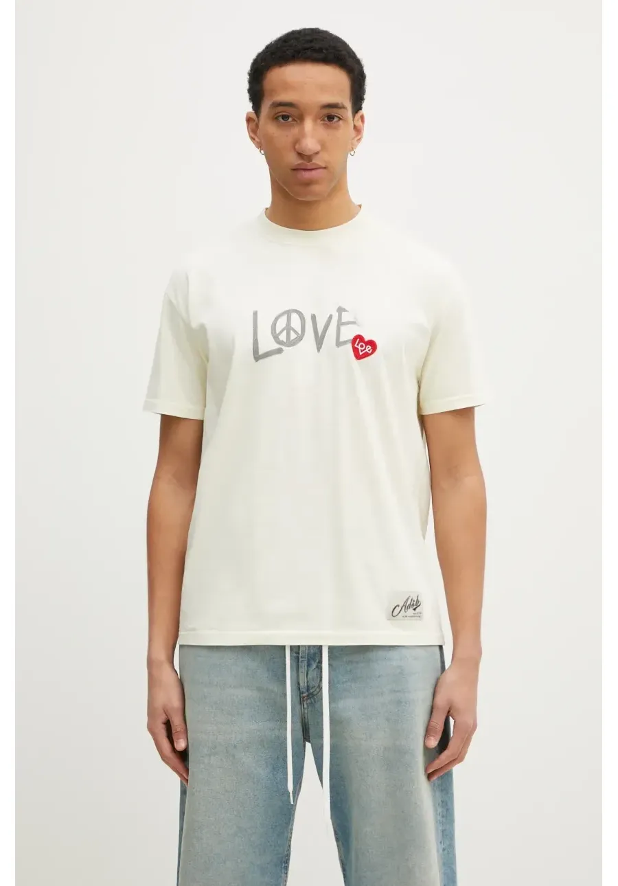 obrazek 1 Andersson Bell t-shirt bawełniany Love męski kolor beżowy z nadrukiem atb1252u