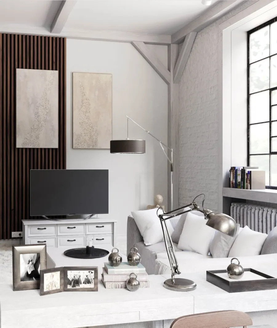 obrazek 1 275x51x5,9 cm LD (9 lameli orzech klasyczny) panel akustyczny na płycie MDF 19 mm - dekoracja ścienna 3D