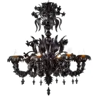 Picture Murano glass chandelier in full black - Il Paralume Marina