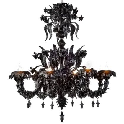 Zdjęcie Żyrandol ze szkła Murano w pełnym kolorze czarnym - Il Paralume Marina