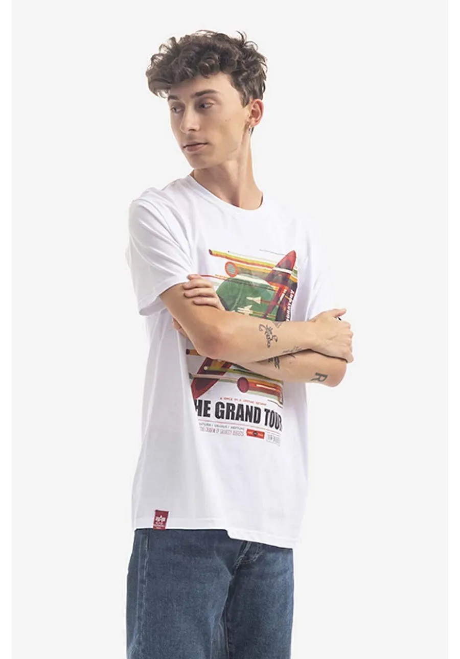 obrazek 1 Alpha Industries t-shirt bawełniany x NASA kolor biały z nadrukiem 116504.09-BIALY
