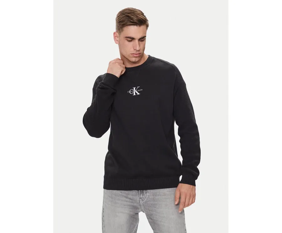 obrazek 1 Calvin Klein Jeans Sweter Monologo J30J325671 Czarny Regular Fit