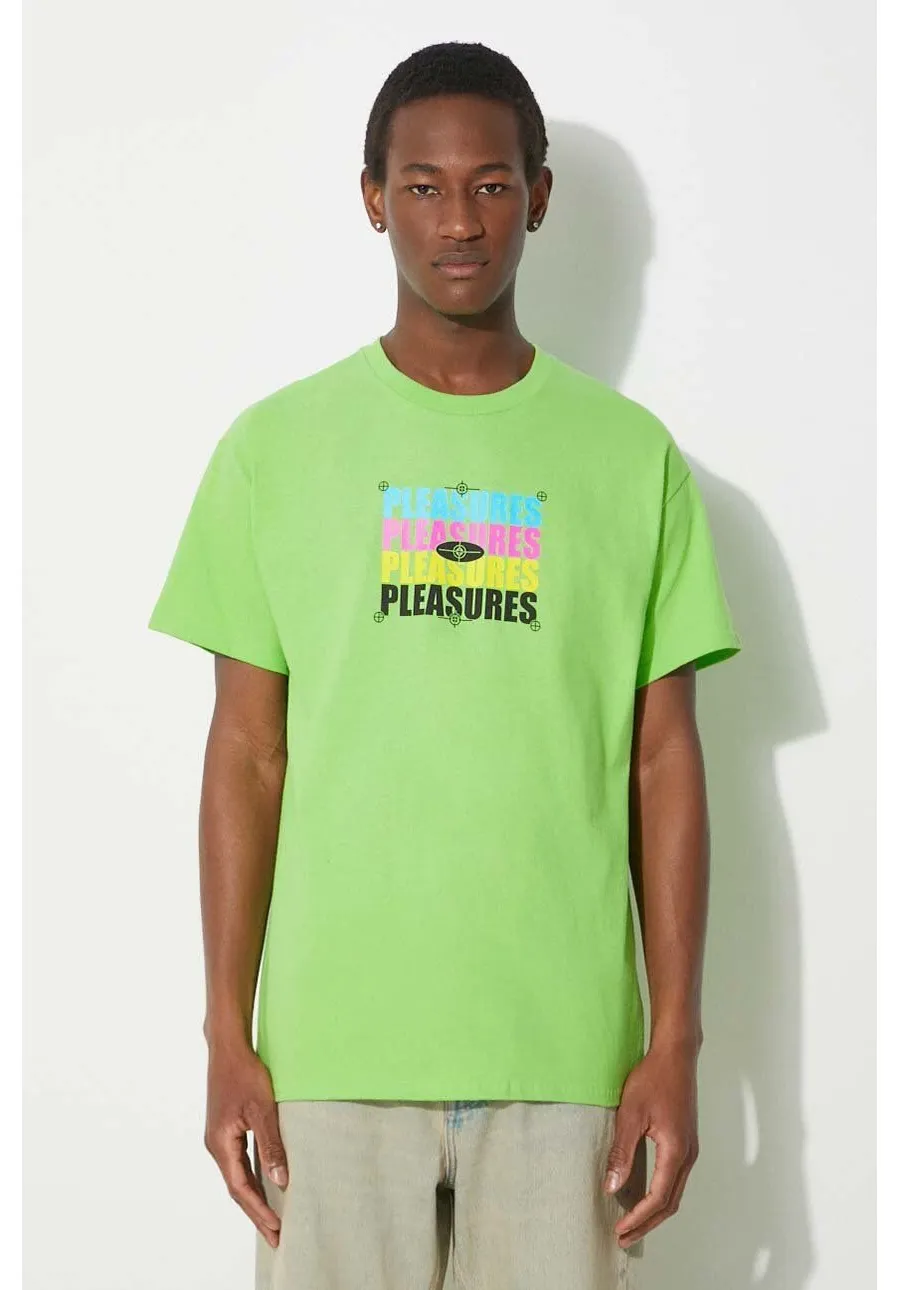 obrazek 1 PLEASURES t-shirt bawełniany Cmyk T-Shirt męski kolor zielony z nadrukiem P24SP051.LIME