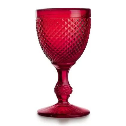 Picture A stylish set of four red water goblets with relief decoration - Vista Alegre