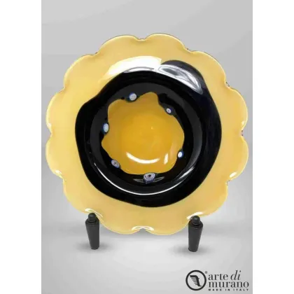 Zdjęcie Ręcznie robiony talerz ze szkła Murano w kolorze bursztynowym