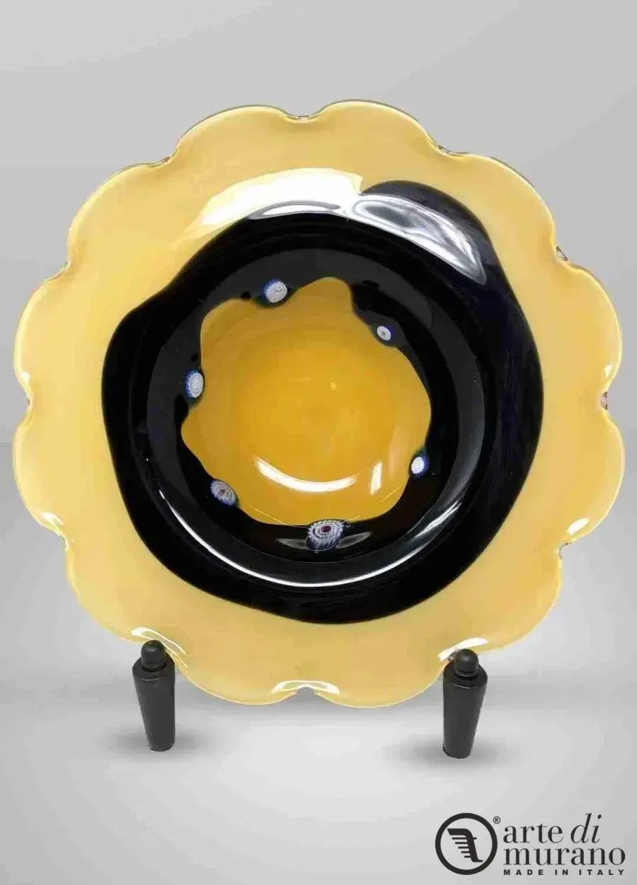 obrazek 1 Ręcznie robiony talerz ze szkła Murano w kolorze bursztynowym