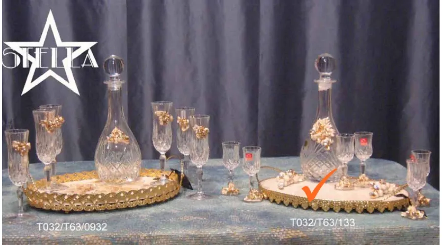 obrazek 1 Luksusowa ceramiczna taca z 6 kieliszkami i karafką