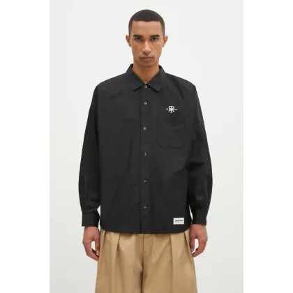 Zdjęcie NEIGHBORHOOD koszula bawełniana Dolmansleeve Shirt Longsleeve męska kolor czarny regular z kołnierzykiem klasycznym 242AQNH.SHM02
