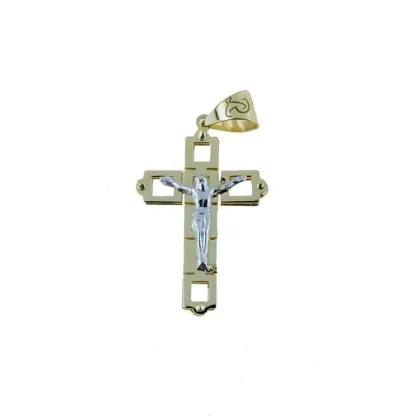 Zdjęcie Solidny dwukolorowy krzyż z Chrystusem z włoch 20x15mm
