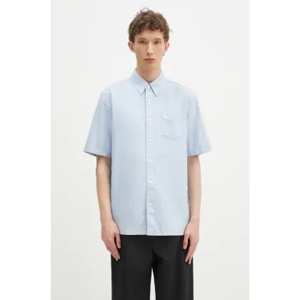 Zdjęcie Fred Perry koszula bawełniana męska kolor niebieski regular z kołnierzykiem button-down M8730.146