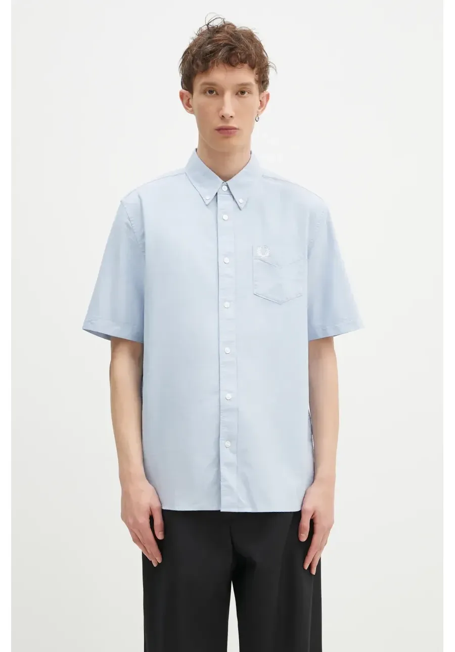 obrazek 1 Fred Perry koszula bawełniana męska kolor niebieski regular z kołnierzykiem button-down M8730.146
