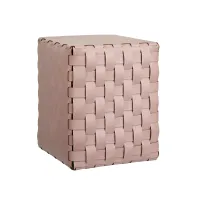 Zdjęcie Skórzana tapicerowana pufa Bottega 35x35xH40 cm w kolorze pudrowego różu