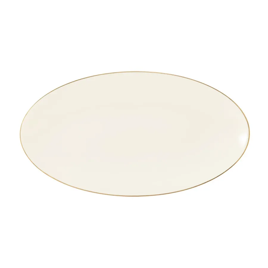 obrazek 1 Porcelanowy owalny półmisek 33x18 cm zdobiony złotą obwódką - Seltmann Weiden