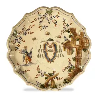 Zdjęcie Antyczny ceramiczny talerz majolikowy zdobiony z XVIII wieku