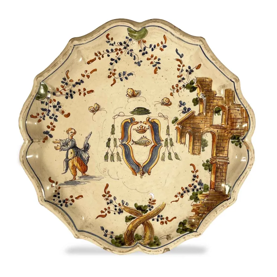 obrazek 1 Antyczny ceramiczny talerz majolikowy zdobiony z XVIII wieku