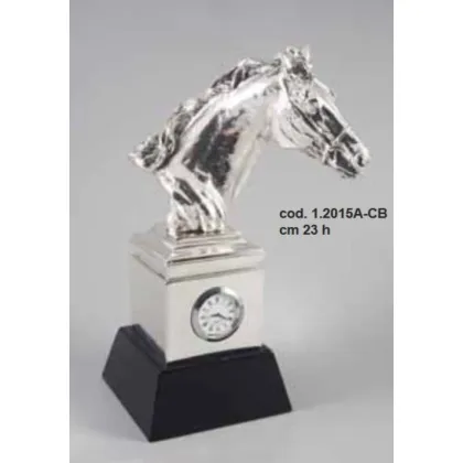 Zdjęcie Głowa konia na podstawie z zegarem na biurko - ArtBe