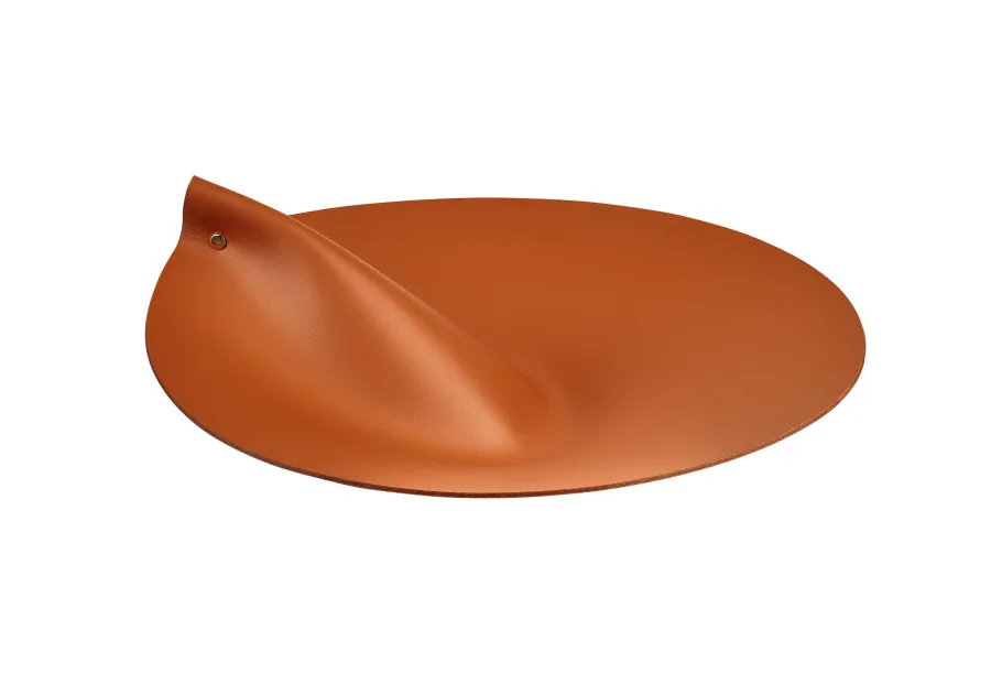 obrazek 1 Pokrywka do koszyka Ø30 cm ze skóry w kolorze koniakowym