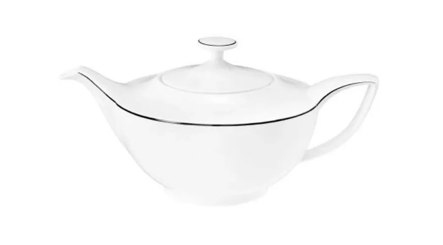 obrazek 1 Biały porcelanowy klasyczny czajnik do herbaty z czarną obwódką – Tettau