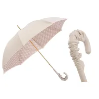 Picture A unique women's umbrella in ivory color with dots - Pasotti