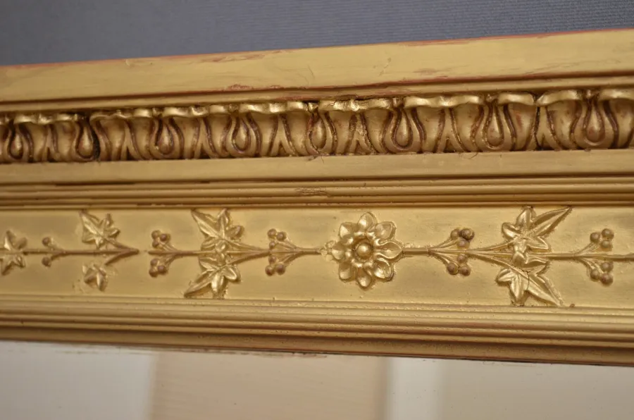 obrazek 9 Wiktoriańskie pozłacane lustro ścienne o eleganckim wyglądzie z 1880roku - antyk