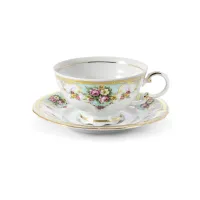 Picture Stylish porcelain tea cup and saucer decorated with a flower motif - Leander