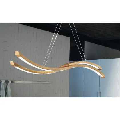 Zdjęcie Designerski drewniany żyrandnol LED