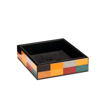 Picture A unique desk organizer made of wood, inlaid veneer and black Alcantara