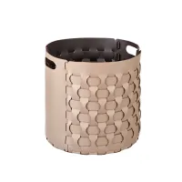Zdjęcie Skórzany okrągły kosz Dubai Ø40xH40 cm w kolorze cappuccino