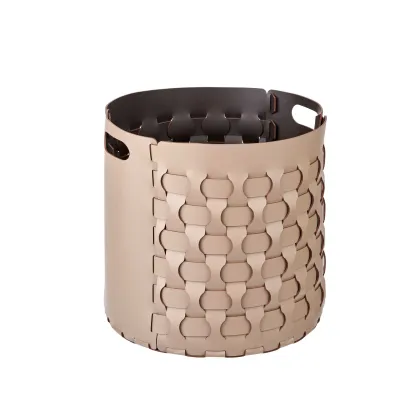 Zdjęcie Skórzany okrągły kosz Dubai Ø40xH40 cm w kolorze cappuccino