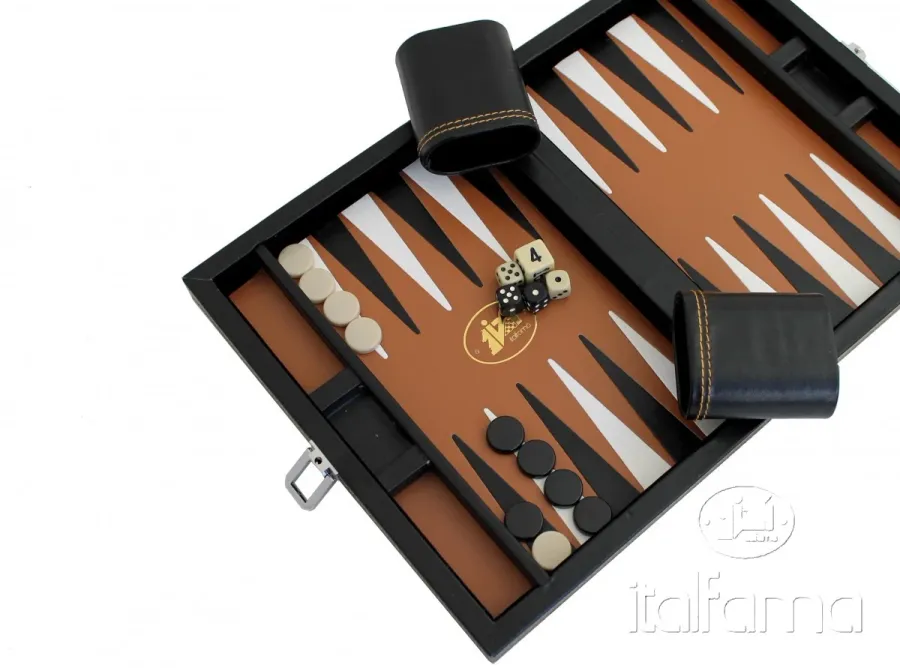 obrazek 2 Oryginalny komplet Backgammon w skórzanej walizce